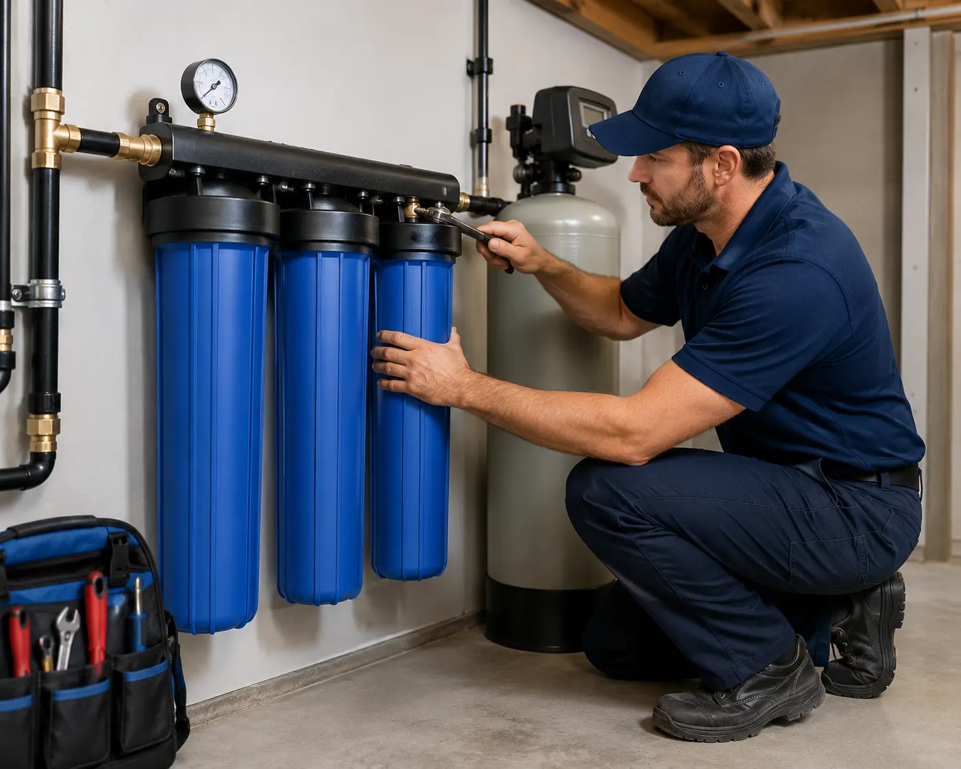 Whole house water filtration system installation in Spokane, WA